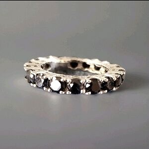 Midnight Sapphire Eternity Band Ring 7.40 Ct, Sz 8, Platinum Plated